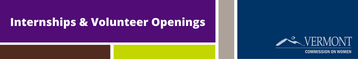 Blocks of color, logo, and title, Internships & Volunteer Openings