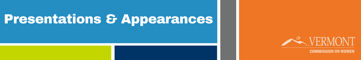 Blocks of color, logo, and title, Presentations & Appearances