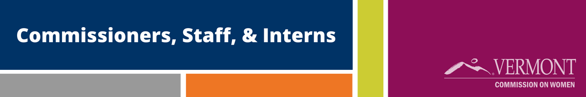 Blocks of color, logo, and title, Commissioners, Staff, & Interns
