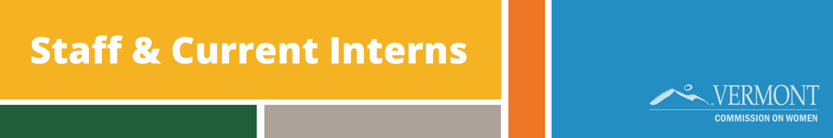 Blocks of color with title current staff and interns