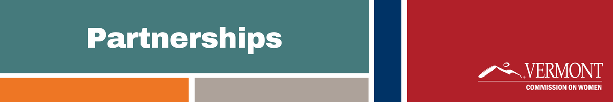 Color blocks with title Partnerships and VCW logo